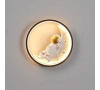 HSTBLEOO Astronaut Wall Light Fixtures Dimmable Crescent Moon LED Light Wall Mount Lamp Black Round Bedroom Wall Sconce(42CM)