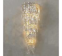 HSTBLEOO Crystal Wall Light Fixtures Indoor Luxury Wall Sconce Gold Chrome Dimmable Bathroom Vanity Lights Long Linear Porch Hallway(Gold,76CM)