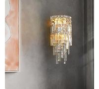 HSTBLEOO Crystal Wall Light Fixtures Indoor Luxury Wall Sconce Gold Chrome Dimmable Bathroom Vanity Lights Long Linear Porch Hallway(Gold,46CM)