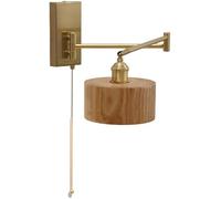 HSTBLEOO Farmhouse Wall Sconce With On Off Switch Pull Chain Swinging Arm Wall Mount Light Adjustable Vintage Walnut Wood Rustic(Wood)