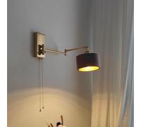 HSTBLEOO Farmhouse Wall Sconce With On Off Switch Pull Chain Swinging Arm Wall Mount Light Adjustable Vintage Walnut Wood Rustic(Walnut)