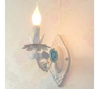 HSTBLEOO French Country Wall Sconce Light 2 Double Pink Rose Flower Wall Lights For Bedroom Antique White Nordic Modern Bedside(Blue 1-light)