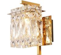 HSTBLEOO Gold Crystal Bathroom Light Fixtures Wall Mount Lamp Modern Crystal Wall Sconce Chrome Vanity Light Over Mirror Bedroom(Gold)