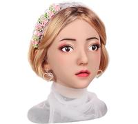HSTBLEOO Maschera for Testa Femminile in Silicone for Crossdresser Cosplay Halloween Transgender(Brown,Makeup)