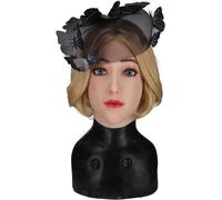 HSTBLEOO Morbido Copricapo in Silicone Femminile a Pieno facciale può truccare la Maschera for Crossdresser Cosplay Halloween Transgender(Brown,No Makeup)