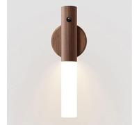 HSTBLEOO Motion Sensor Night Light Magnetic Wall Light Indoor Wireless Battery Operated Wall Sconce Wood Grain LED Rechargeable
