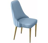 HSTBLEOO Sedie da pranzo moderne in similpelle con schienale alto e seduta morbida, robuste, in ferro battuto, gambe in metallo(Dream Blue,Gold feet)