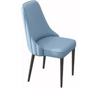 HSTBLEOO Sedie da pranzo moderne in similpelle con schienale alto e seduta morbida, robuste, in ferro battuto, gambe in metallo(Dream Blue,Black feet)