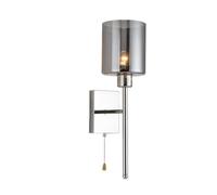HSTBLEOO Single Light Wall Sconces Black Gray Glass Long Pole Mid Century Modern Wall Light Pull Chain On Off Switch Industrial(With switch)