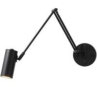 HSTBLEOO Swing Arm Wall Sconce Dimmable Switch Adjustable Gold Long Arm Wall Mounted Reading Light Black White Farmhouse(Black,B)