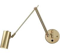 HSTBLEOO Swing Arm Wall Sconce Dimmable Switch Adjustable Gold Long Arm Wall Mounted Reading Light Black White Farmhouse(Gold,B)
