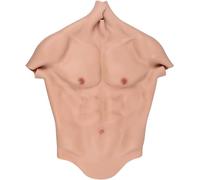 HSTBLEOO Tuta Muscolare in Silicone Realistico Ventre Maschile Petto Finto Simulazione Artificiale Muscoli Cosplay Muscle Man Top(Ivory,Large)