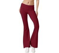 Hsternexy Pantaloni da donna Bootcut Leggins sportivi a gamba larga, per il tempo libero, leggings flared casual, pantaloni jazz, elasticizzati, opachi, pantaloni da yoga, elastici, Vino, XS