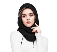 Hsternexy Passamontagna da donna, antivento, cappello invernale termico 3 in 1, con sciarpa e maschera, berretto caldo invernale, maschera da sci integrata Balaclava per ciclisti, snowboard, sci, Nero