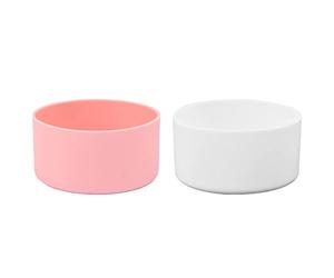 Hsthe Sea 2 Pezzi Stivali Protettivi in Silicone Compatibile per Stanley Quencher Adventure 40oz Stanley IceFlow 20oz 30oz Copertura Inferiore Antiscivolo Senza BPA (Bianco e Rosa)