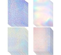 Hsthe Sea 20 fogli di carta adesiva olografica trasparente A4 in vinile autoadesiva, pellicola trasparente impermeabile con motivo a stella arcobaleno con gemme e punti, colorato, stella)