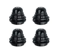 Hsthe Sea 4 x portalampada E27 vintage, sfera nera Edison a vite, filettatura esterna, stile retrò, per il fai da te, ciondolo (nero)
