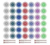 Hsthe Sea 42 Pezzi Disco a Setola Radiale 25mm/1'' Kit Assortimento Spazzole Abrasive con Dettaglio Grana Mista con Mandrini da 3mm Ruota Lucidante per Pulizia Finitura Sbavatura Lucidatura