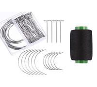 Hsthe Sea 70 pezzi di parrucche a forma di T ago ago a T filo nero per parrucche che fanno le estensioni dei capelli cucito a mano 20 x aghi a forma di C + 50 x aghi a forma di T + 1 x filo nero