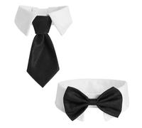 Hsthe Sea Decorazione per Animali Domestici Collare per Gatti Cravatta + Papillon Abbigliamento per Animali Domestici per Gatti Cani Matrimonio Compleanno Nero Bianco