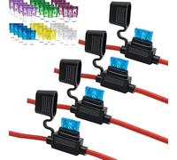Hsthe Sea Portafusibili Sea ATC/ATO Set da 4 Pezzi Cavo 10AWG con portafusibili con 24 Pezzi Fusibile per Auto Standard 15A 20A 25A 30A 35A 40A Fusibile di Ricambio per Auto