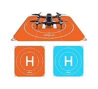 Hsthe Sea Square Drone Landing Pad, Accessori per Drone, Drone Pad Universale Impermeabile Pieghevole Drone Helipad 50Cm/19.69In, per Air 2S/ FPV/Mavic Mini 2/Mavic Air 2 (Blu + Arancio)