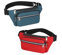 HSTWODE 2 pezzi Marsupio Cintura Unisex Moderno Borsa a Tracolla per cellulare per Outdoor Viaggi Escursioni Addestramento Cani Donna e Uomo, 1 blu + 1 rosso, taglia unica, Elegante