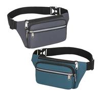 HSTWODE 2 pezzi Marsupio Cintura Unisex Moderno Borsa a Tracolla per cellulare per Outdoor Viaggi Escursioni Addestramento Cani Donna e Uomo, 1 blu + 1 grigio, taglia unica, Elegante