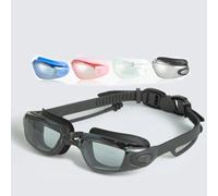 HSTWODE Arena - Occhialini da nuoto per adulti, protezione UV, monoblocco, con tappi per le orecchie, 8 colori a scelta (lenti trasparenti, nere)