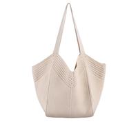 HSTWODE Borsa da spiaggia da donna, borsa estiva all'uncinetto, grande borsa a tracolla in stile bohémien, borsa leggera per la spiaggia e la spesa., grigio, Stile scandinavo
