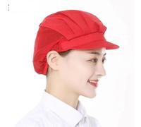 HSTWODE Cappellino da cucina integrale/mezza rete/tessuto pieno unisex pezzo di cuoco elastico, per industria, pulizia, cura e ristorazione, Colore: rosso, 58