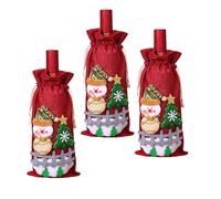 HSTWODE Sacchetti di iuta, di Natale, per bottiglie, 3 sacchetti di iuta natalizi con coulisse, per tavolo da pranzo, decorazione per bottiglie di vino, sacchetti regalo per Natale, 3 Pupazzi di neve