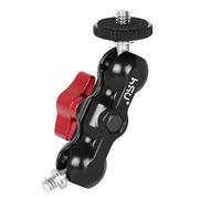 HSU Adattatore a doppia testa sferica in lega di alluminio, braccio magico con vite da 1/4" per fotocamera DSLR, monitor LCD, luce video