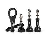 HSU Akaso Campark - Set di viti a testa zigrinata in alluminio + chiave inglese per GoPro Hero 12, 11, 10, 9, 8, 7, 6, 5, 4, 3, Akaso Campark e altre action camera (nero, 3 pezzi)