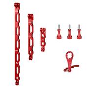 HSU - Kit di estensione per braccio in lega di alluminio, 7 pezzi, montaggio su asta in metallo, per GoPro Hero 10/9/8/7/6/5 nero, sessione 5/4, DJI Osmo Action e altro ancora (12"/6,5"/3,4") (rosso)