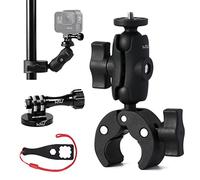 HSU Morsetto super con adattatore per treppiede, supporto per manubrio da moto per GoPro e altre videocamere d'azione