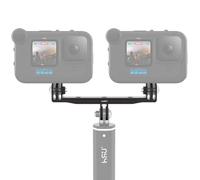 HSU Supporto Doppio in Alluminio per GoPro, Adattatore più Lungo per GoPro con Telaio Media Mod o Custodia Impermeabile