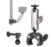 HSU Supporto manubrio per Go Pro, doppia testa a sfera girevole a 360°, accessori per bici e moto per fotocamere Insta 360 Ace Pro 2/Osmo Action 3/4/5 Pro/Osmo 360