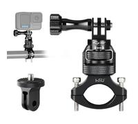 HSU Supporto per manubrio bicicletta e moto, compatibile con Go Pro, Insta 360, Osmo Action Camera, rotazione a 360°, colore: nero
