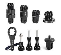 HSU Tutti gli adattatori di base in lega di alluminio per GoPro, inclusi 1/4 "20 treppiede, supporto per fotocamera rotante, braccio regolabile, vite a testa e chiave (9 pezzi)
