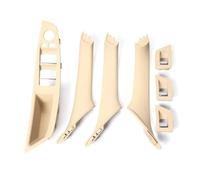 HSUF Interno Maniglie della Porta per BMW Serie 5 F10 F18 Guida a Sinistra LHD 7 Pezzi 2010-2016 Maniglia per Porta Interna in Fibra di Carbonio(Beige)