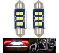 HSUN Lampadina a LED C5W festone da 36 mm, 12 V-14 V, 6411 6413 6418 6461 6486X DE3423 DE3425 6 LED SMD3030 chip per interni cupola, lettura mappa luce e altro ancora, confezione da 2, 6000 K bianco