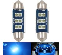 HSUN - Lampadine LED Festoon da 39 mm C5W, 12V-14V Canbus senza errori con chip SMD3030 a 6 LED per luce interna dell'auto, cupola, lettura, mappa, bagagliaio e altro, confezione da 2, Blu Ghiaccio