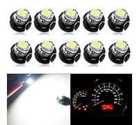 HSUN T3 - Lampadina LED a cuneo da 8 mm, 1 LED con chip SMD1210 da 10 lm, estremamente luminosa, luce per pannello di lettura degli strumenti sul cruscotto, confezione da 10, luce bianca 6000 K