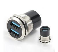 Hsupez Connettore di montaggio a pannello USB 3.0, doppia porta USB Female a Female Panel Mount Coupler, IP65, impermeabile, con custodia antipolvere, supporta trasferimento dati USB 3.0 e ricarica