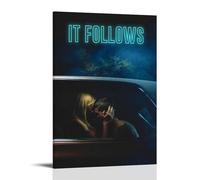 HSUREWTRK It Follows - Poster estetico artistico da parete su tela, decorazione vintage, per soggiorno, camera da letto, camera da letto, 60 x 90 cm, stile cornice