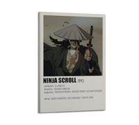 HSUREWTRK Ninja Scroll Movie - 4 poster estetici da parete su tela, decorazione artistica da parete vintage, per soggiorno, camera da letto, camera da letto, 60 x 90 cm, con cornice