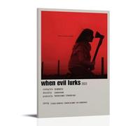 HSUREWTRK Poster estetico da parete su tela, motivo "When Evil Lurks", decorazione artistica da parete vintage, per soggiorno, camera da letto, 30 x 45 cm, con cornice