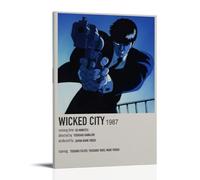 HSUREWTRK Wicked City Movie - 3 poster estetici da parete su tela, decorazione artistica da parete vintage, per soggiorno, camera da letto, camera da letto, 60 x 90 cm, con cornice