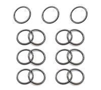 HSUYUN 15 Pezzi O-Ring a Molla, Diametro Interno 38 mm Moschettoni Rotondi, Zinco Nera Moschettoni Rotondi Piccoli Neri, per Il Fissaggio di Portachiavi, Zaini, Borse e Cinture
